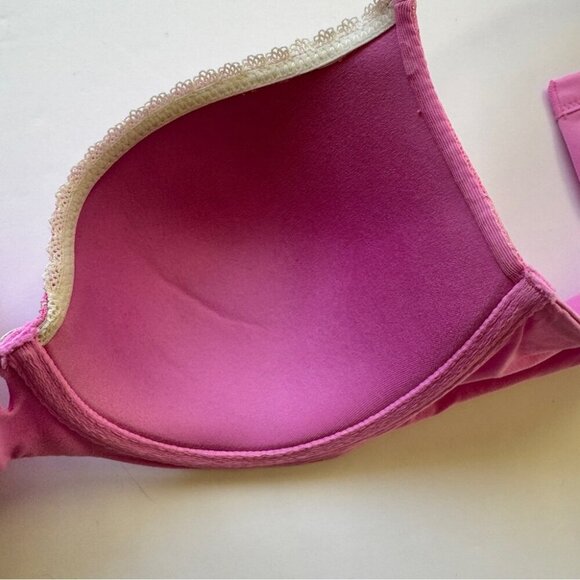 Victoria's Secret Bra Body By Victoria Lined Demi Pink Metallic Lace Bow Sz 36C - Picture 6 of 11